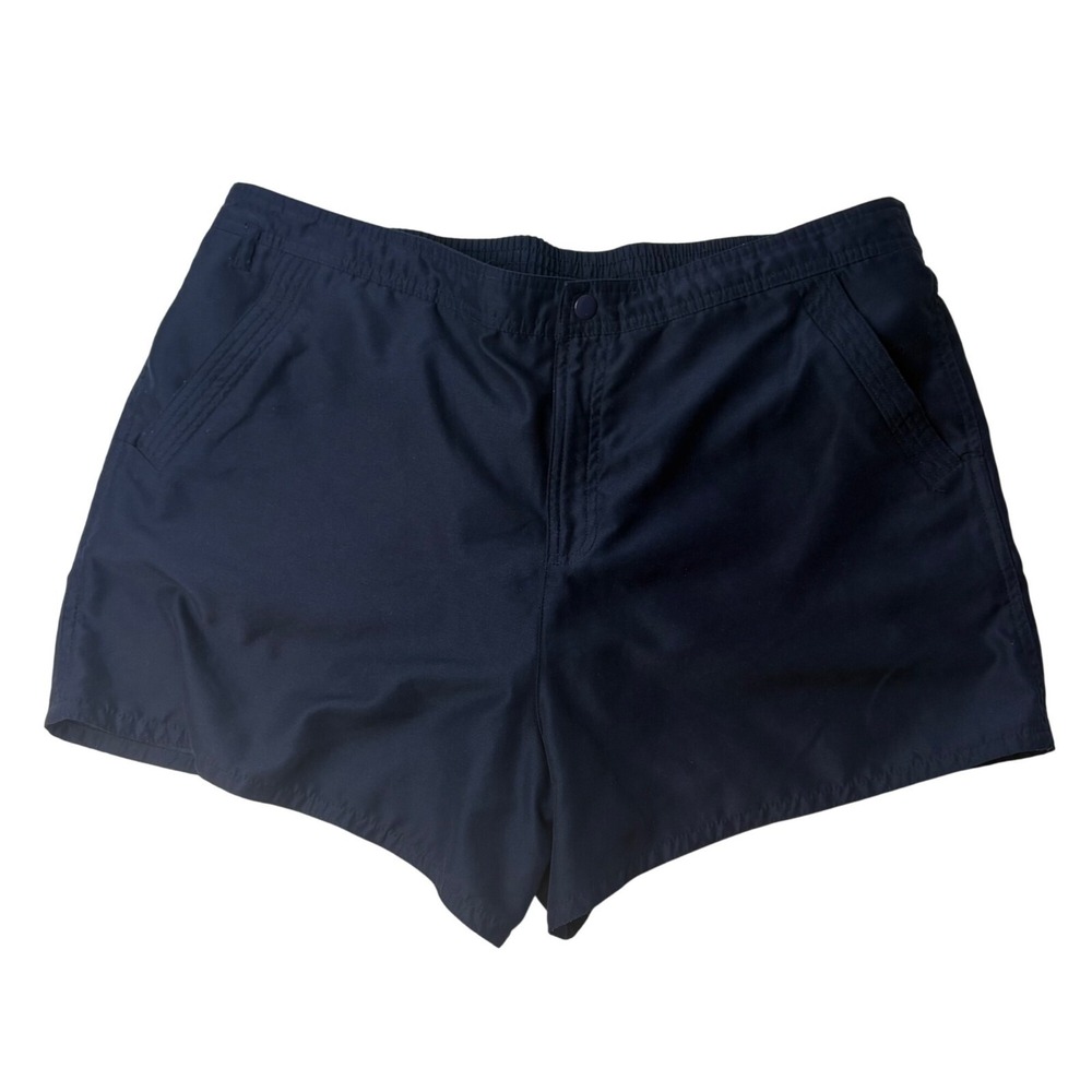 Croft & Barrow Womens Navy Shorts Size 16 Swim Elastic Waist Lined Athletic‎ Zip